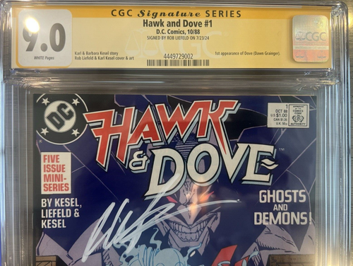 Hawk and Dove #1 CGC 9.0 (1988) Signed by Liefeld - Early Liefeld - 1st new Dove - Picture 2 of 3