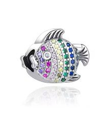 Rainbow Fish Charm - 925 Sterling Silver - An...