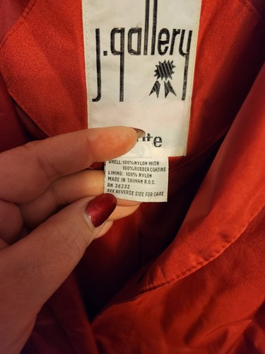J.Gallery Solid Red Belted and Snap Trench Coat - Size Petite 7/8 - Picture 3 of 4