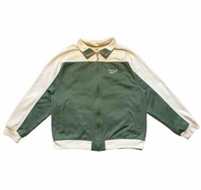 Vintage 1980s Reebok Full Zip Sweatshirt Track Suit Green Gold Size L