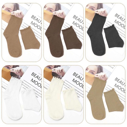 1/2/6Pairs Women Ruffle Socks Casual Ankle Breathable Knit Cotton Soft 4 Seasons - 第 14/21 張圖片