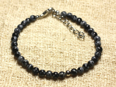 Bracelet En Argent 925 Serti De Pierres Semi-précieuses Sugilite 4mm - Fait Main En France - Neuf