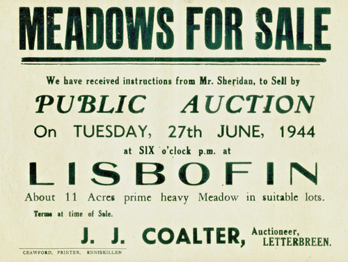 ENNISKILLEN. LISBOFEN, CO.FERMANAGH AUCTION POSTER. SIZE "9x11 " 27th JUNE 1944. - Foto 1 di 1