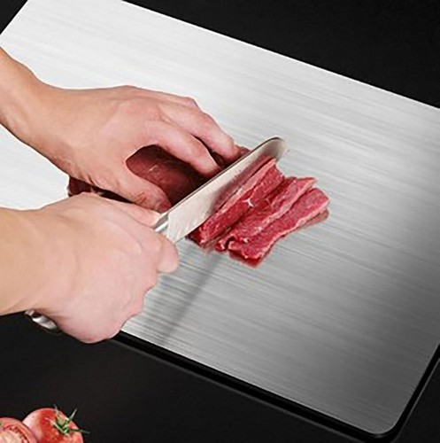 1 mm Thick Stainless Steel Chopping Board, 11.2 in x 7.7 In for Kitchen - Picture 11 of 24