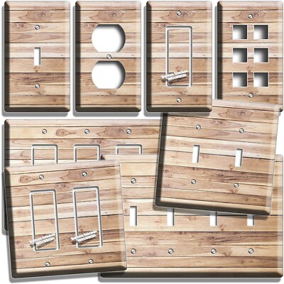 RUSTIC NATURAL WOOD TONE STYLE LIGHT SWITCH OUTLET WALL PLATE COUNTRY ROOM DECOR