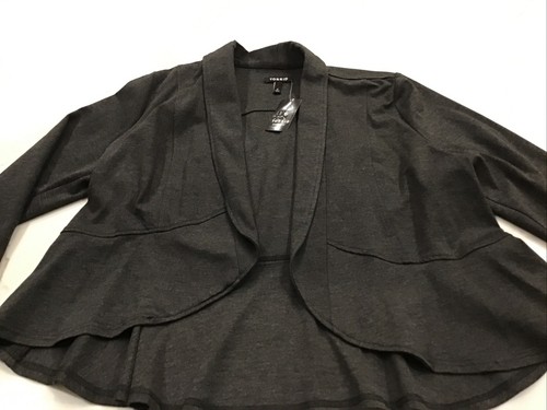 Torrid grau Militär Rüsche Ponte Blazer in anthrazitgrau offen vorne Größe 0 neu mit Etikett - Bild 2 von 6