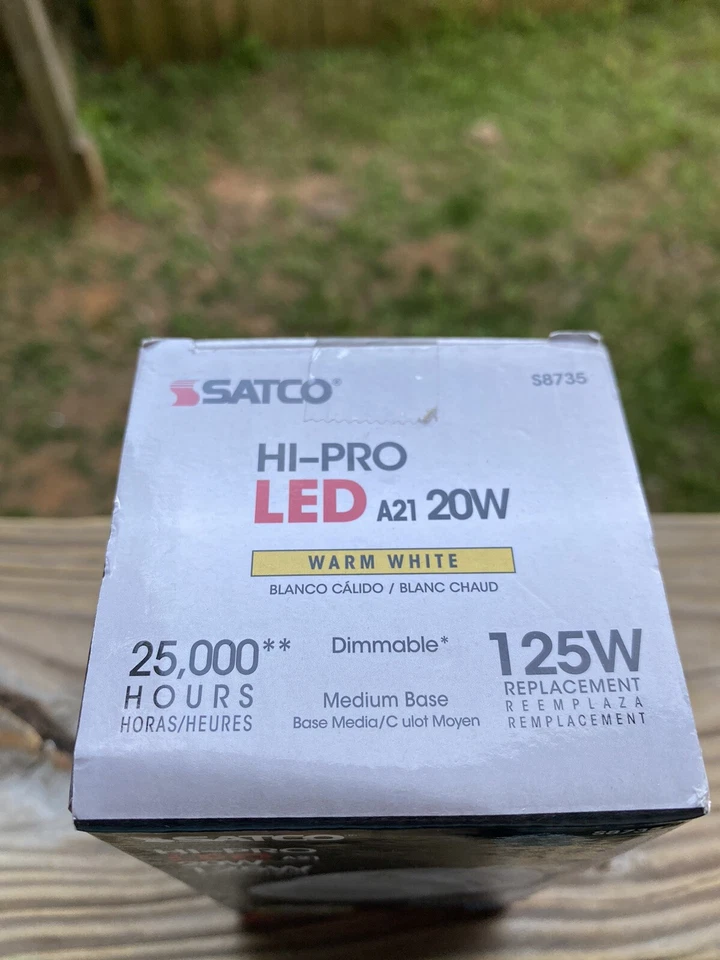 Satco S8735 A21 LED Bulb 2700K 120V 20W Dimmable Medium E26 Base HID Replacement - Image 3 of 4