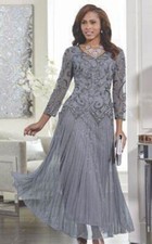 24W PLUS Midnight Velvet Silver Trudie Beaded Party Gown Formal Wedding Dress