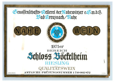 1970's-80's Nahe Wein Schloss Boctelheim German Wine Label Original S28E