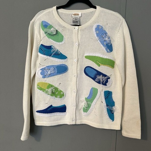 Talbot Strick 3D Sneaker Stickerei Lehrer Pullover Cardigan Größe Small - Bild 2 von 6