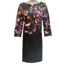 Ted Baker Atieno Floral Print Satin Shift Evening Occasion Dress Size 10