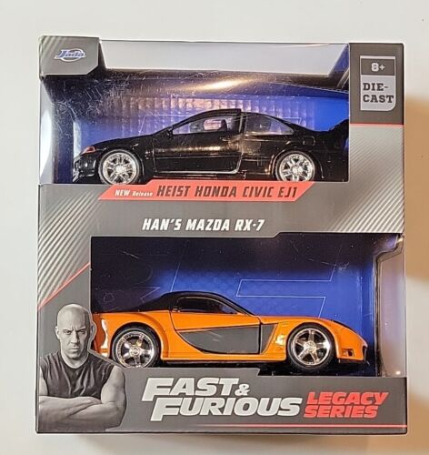 Fast & Furious Legacy Series Heist Honda Civic EJ1 & Han’s Mazda RX-7 Jada 1:32