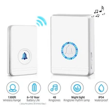 400m Waterproof Wireless Door Bell Home Doorbell Chime Plug-in Receiver 48 Music