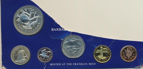 Barbados: 1976 1c to $2 Proof 6 Coin Set 10th Anniversary Coins all Brilliant