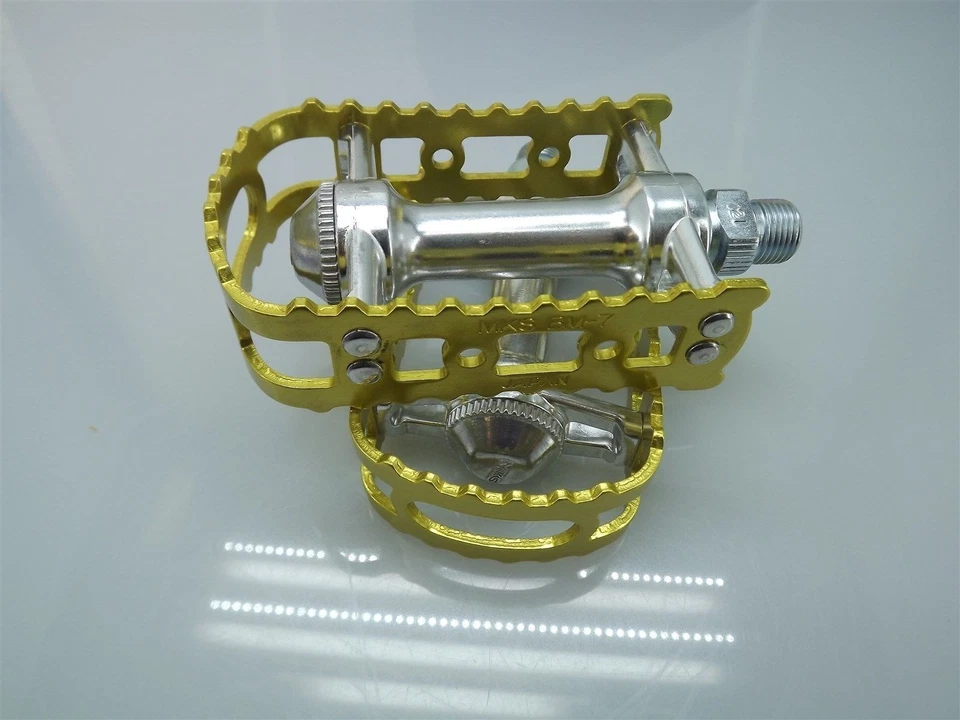 Nuevo MKS BM-7 BMX 9/16" Pedales Dorado Old School Bmx KKT Foto 2 de 4