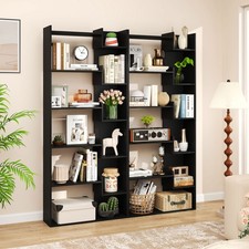 2PCS 6-tier Bookshelf Tall Display Shelf w/11 Open Shelves 2 Anti-tipping Kits