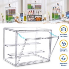 Acrylic Display Case with 2-Tier Shelves,Clear Display Box Stackable Storage Box