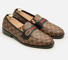 MENS HANDMADE LEATHER SHOES SLIP ON LOAFER FASHION , BROWN COLOR , SHOES FOR MEN