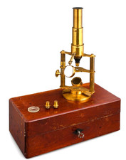 Instrument scientifique - Mikroskope - Microscope à colonne en coffret - XIX-ème