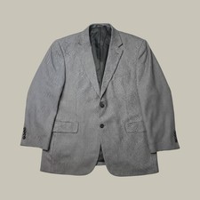 Stafford Wool Sport Coat Mens 46R Houndstooth Grey Two Button Blazer 10-PC287S-8
