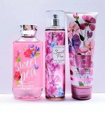 Bath & Body Works SWEET PEA Body Cream, Shower gel and Fragrance Mist (3 pcs)