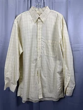 Jos. A. Bank Shirt Mens Large Yellow Windowpane Button Down Traveler's Check