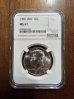 1965 SMS Kennedy Half Dollar NGC Certified MS 67