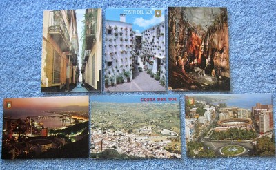 Vintage Lot of 6 COSTA DEL SOL, Spain; UNUSED Postcards; 1970's; Not Posted