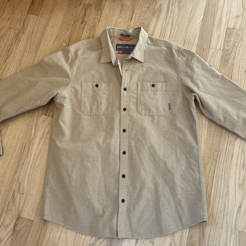 Camicia Eddie Bauer uomo taglia XL alta cammello marrone flanella vestibilità classica Mountain Ops - Foto 1 di 7