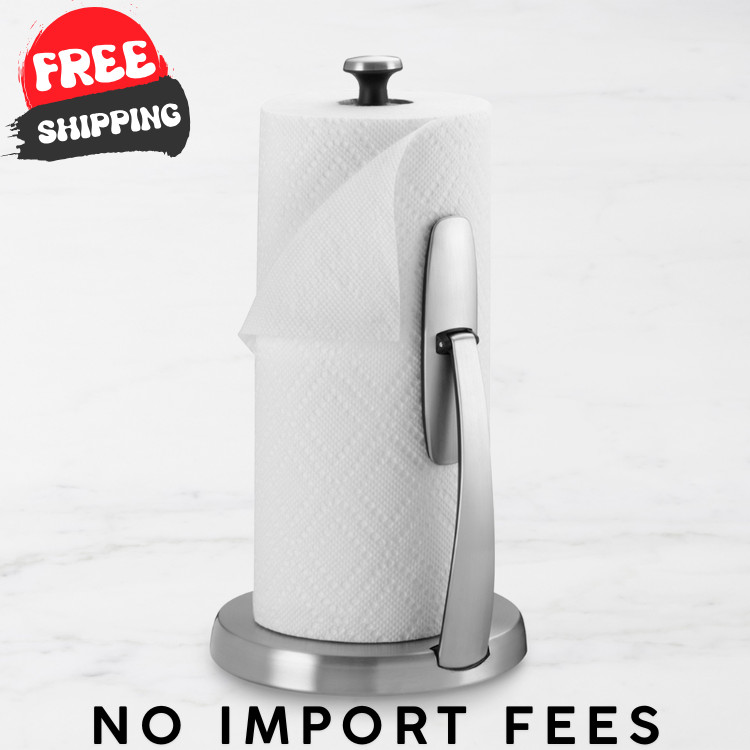 OXO Paper Towel Holder Brushed Stainless Steel Countertop One Hand Tear