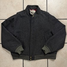 Vintage Woolrich Men's Wool Grey Bomber Jacket Plaid Lined Made in USA Size L
