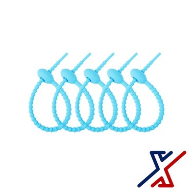 25-pcs 4-1/2'' Blue Multi-Purpose Reusable Silicone Cable Twist Ties by X1Tools