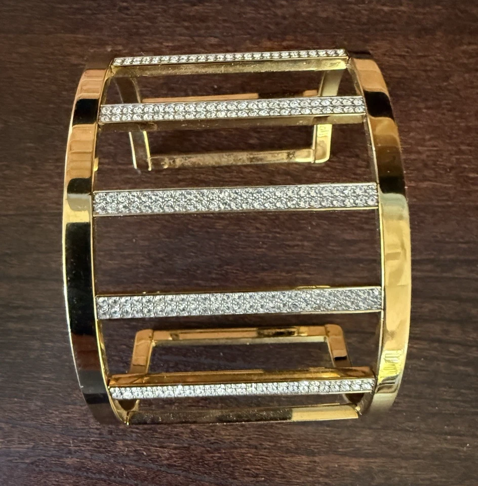 Michael Kors 2” ancho brazalete tono dorado brillantes bandas diamantes de imitación Foto 2 de 4