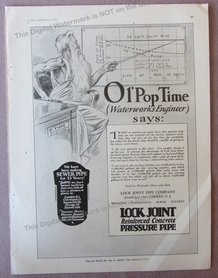 1928 Ad Lock Joint Pipe Co Ampere NJ Sewer Pipe Waterworks Reinforced Concrete 