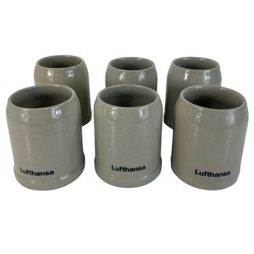 Vintage Lufthansa Airline Flugzeug Grau Schwarz Keramik Becher Set Germany Souvenir - Bild 1 von 6