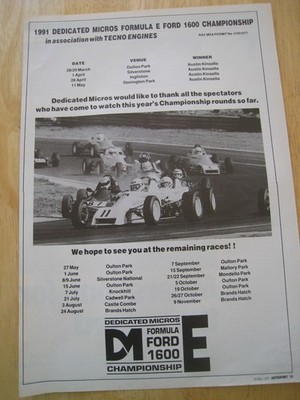 DEDIZIERTE MICROS FORMULA FORD 1600E CHAMPIONSHIP 1991 WERBUNG A4 DATEI 50