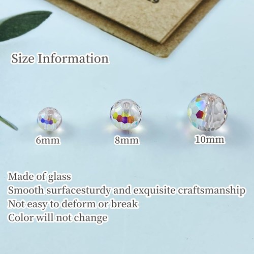 Crystal Glass Beads 150 Pieces 6mm Round 96 Faceted Glass Spacer Beads for Je... - Picture 2 of 6