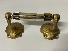 Vintage Solid Brass Scalloped Seashell Toilet Paper Holder Set Hollywood Regency