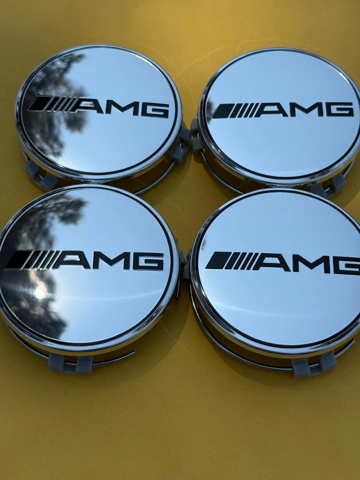 AMG Set of 4 Mercedes Benz CHROME AMG Center Caps 3 Inch/75mm Fits Most Models Foto 4 de 4