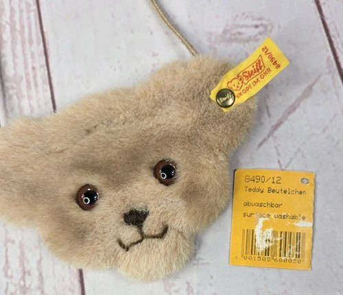 Vtg STEIFF Knopf Im Ohr West German made Teddy Bear Head Face Coin Purse - Picture 12 of 16