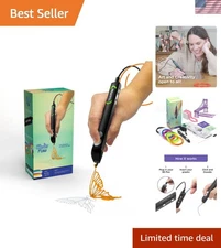 Black Flow 3D Printing Pen - Includes Free Filaments & Stencil Book for Creators
