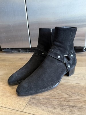 Saint Laurent Wyatt 40 Harness Boots Black Suede Hedi Slimane US14 EU47