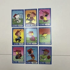 1990's Ziploc Peanuts All-Stars Charlie Brown Baseball 9 Card Set (Complete)