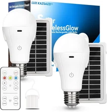 Solar & USB Rechargeable Light Bulbs With Remote + Touch Control, 3 Colors & Dim
