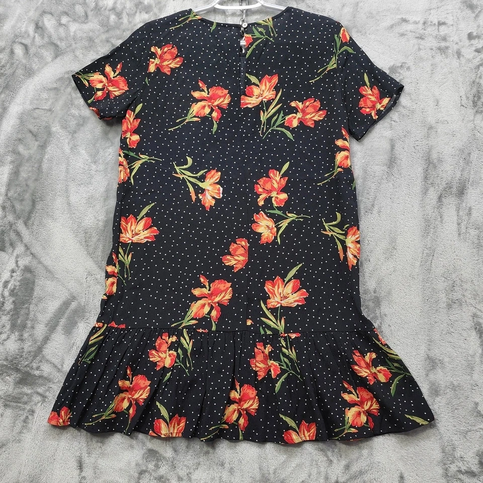 Vestido Forever 21 Mujer S Negro Lunares Floral Manga Corta Volantes Dobladillo Cambio Foto 2 de 4
