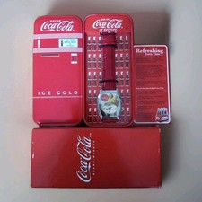 Vintage Coca-Cola Collectible Wrist Watch In Refrigerator Tin New In Box
