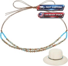 Cowboy Hat Band for Women Men,Handmade Western Leather Hatbands, Turquoise Beads