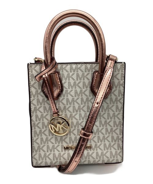 Borsa a tracolla Michael Kors Mercer Signature Logo bianca rosa usata
