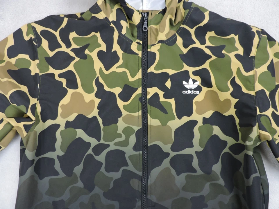 Chaqueta Adidas Cremallera Completa Para Hombre S Negra Con Capucha Camuflada Manga Larga Rompevientos Logo Foto 4 de 4