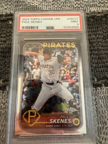 PIRATES PAUL SKENES 2024 TOPPS CHROME UPD ROOKIE DEBUT CARD PSA 9